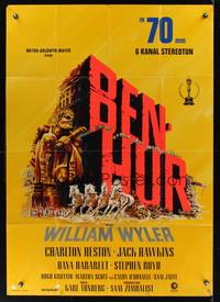 9j032 BEN-HUR German 33x47 R69 Charlton Heston, William Wyler classic religious epic!