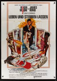 9j080 LIVE & LET DIE German 33x47 '73 art of Roger Moore as James Bond by Robert McGinnis!