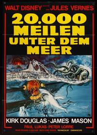 9j111 20,000 LEAGUES UNDER THE SEA German R76 Jules Verne classic, cool adventure artwork!