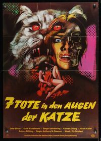 9j112 7 DEATHS IN THE CAT'S EYE German '73 wild horror artwork of evil cat & sexy girl!