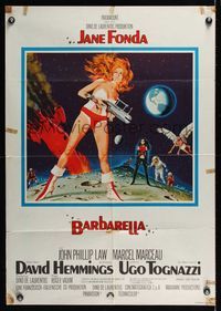9j143 BARBARELLA German '68 sexiest sci-fi art of Jane Fonda by Robert McGinnis, Roger Vadim!