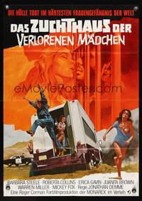 9j171 CAGED HEAT German '74 first Jonathan Demme, Barbara Steele, art of sexy bad girls escaping!