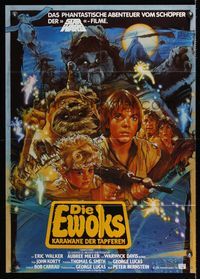 9j175 CARAVAN OF COURAGE German '84 An Ewok Adventure, Star Wars, art by Drew Struzan!