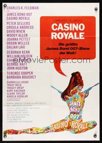 9j179 CASINO ROYALE German '67 all-star James Bond spy spoof, sexy psychedelic art!