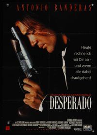 9j219 DESPERADO video German '95 Robert Rodriguez, close image of Antonio Banderas with big gun!