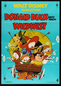 9j225 DONALD DUCK GOES WEST German R69 Disney, cartoon art of Donald & gang in covered wagon!