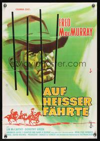 9j248 FACE OF A FUGITIVE German '59 different art of cowboy Fred MacMurray behind bars!