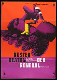 9j275 GENERAL German R61 cool Hans Hillmann art of Buster Keaton riding train!