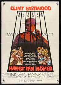 9j295 HANG 'EM HIGH German '68 Clint Eastwood, they hung the wrong man, cool art by Kossin!