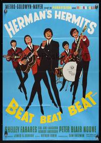 9j300 HOLD ON German '66 rock & roll, great full-length art of Herman's Hermits performing!