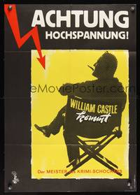 9j302 HOMICIDAL German '61 cool image of William Castle in director's chair!