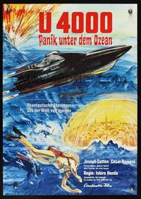 9j332 LATITUDE ZERO German '70 cool underwater sci-fi art, sexy scuba diver!