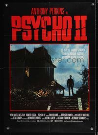 9j386 PSYCHO II German '83 Anthony Perkins as Norman Bates, cool creepy image of classic house!