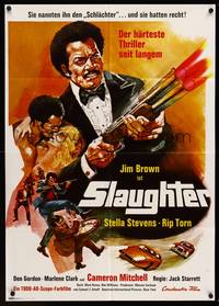 9j413 SLAUGHTER German '73 AIP, art of shotgun-blasting Jim Brown & sexy Stella Stevens!