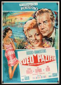 9j418 SOUTH PACIFIC German '58 art of Rossano Brazzi, Mitzi Gaynor, Rodgers & Hammerstein musical!
