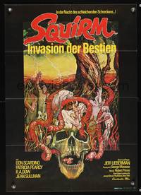 9j422 SQUIRM German '76 gruesome Drew Struzan art, it was the night of the crawling terror!