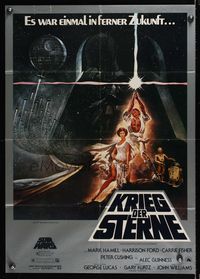 9j424 STAR WARS German '77 George Lucas classic sci-fi epic, great art by Tom Jung!