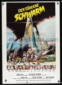 9j430 SWARM German '78 directed by Irwin Allen, Michael Caine, cool art of killer bee attack!