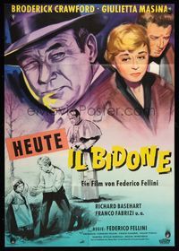 9j432 SWINDLE German '55 Federico Fellini's Il Bidone, art of Broderick Crawford, Giulietta Masina