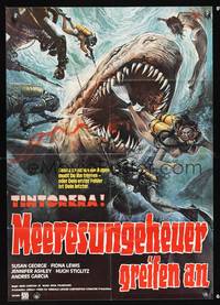 9j442 TINTORERA German '77 Susan George, best monstrous killer tiger shark horror artwork!