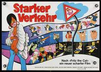 9j008 HEAVY TRAFFIC German 16x23 '73 Ralph Bakshi adult cartoon, wacky sex artwork!