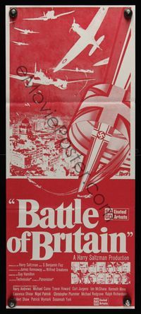 9j619 BATTLE OF BRITAIN New Zealand daybill '69 all-star cast in classic World War II battle!