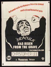 9j520 DRACULA HAS RISEN FROM THE GRAVE New Zealand '69 Hammer, different art of Christopher Lee!
