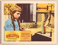 9k149 3 WORLDS OF GULLIVER LC '60 Ray Harryhausen, girl in pigtails looks at tiny Kerwin Mathews!