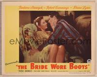 9k184 BRIDE WORE BOOTS LC #6 '46 romantic close up of Barbara Stanwyck & Robert Cummings!