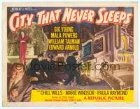 9k021 CITY THAT NEVER SLEEPS TC '53 great art of gangsters & cops in Chicago!