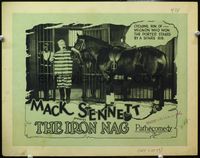 9k063 IRON NAG TC '25 Mack Sennett, wacky image of Billy Bevan with race horse in jail cell!