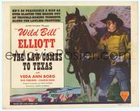 9k071 LAW COMES TO TEXAS TC R48 wonderful close up artwork of Wild Bill Elliott & his horse!