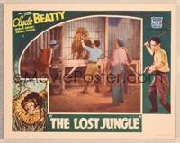 9k322 LOST JUNGLE LC '34 serial, Clyde Beatty & two men about to let lion out of cage!