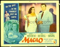 9k327 MACAO LC #3 '52 best close up of Robert Mitchum standing by sexy Jane Russell!