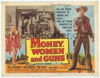 9k081 MONEY, WOMEN & GUNS signed TC '58 by Jock Mahoney, art of him pointing revolver + gambling!