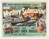 9k086 MYSTERY SUBMARINE signed TC '51 by Macdonald Carey, cool U-boat artwork!