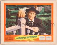 9k351 NIGHT OF THE HUNTER LC #3 '55 classic Robert Mitchum portrait showing his love & hate hands!