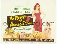9k101 REVOLT OF MAMIE STOVER TC '56 artwork of super sexy Jane Russell in low-cut dress!