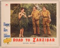 9k403 ROAD TO ZANZIBAR LC '41 Bing Crosby & Bob Hope by sexy naked Dorothy Lamour behind leaves!