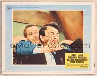 9k477 TORN CURTAIN LC #4 '66 close up of Paul Newman choking bad guy, Alfred Hitchcock