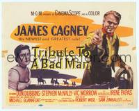 9k130 TRIBUTE TO A BAD MAN TC '56 great art of cowboy James Cagney, pretty Irene Papas!