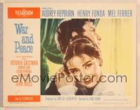 9k501 WAR & PEACE LC #3 '56 close up of Audrey Hepburn embracing Mel Ferrer!