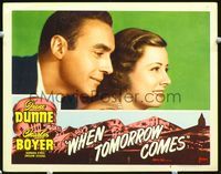 9k507 WHEN TOMORROW COMES LC #8 R48 great close up of smiling Irene Dunne & Charles Boyer!