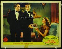 9k522 YOU WERE NEVER LOVELIER LC '42 Fred Astaire gives orchid to Rita Hayworth, Menjou glares!