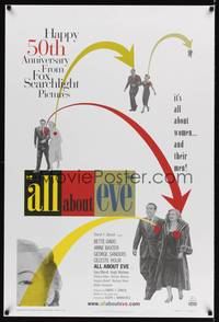 9m063 ALL ABOUT EVE DS 1sh R00 Bette Davis & Anne Baxter classic, Marilyn Monroe shown!