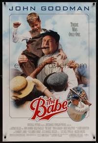 9m076 BABE DS 1sh '92 great image of John Goodman as Ruth, greatest baseball player of all-time!