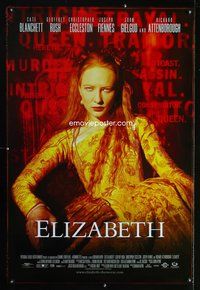 9m191 ELIZABETH DS int'l 1sh '98 great close up image of Cate Blanchett as England's queen!