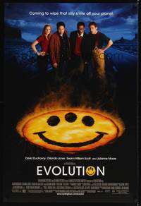 9m198 EVOLUTION advance DS 1sh '01 David Duchovny, Seann William Scott, three-eyed smiley face!