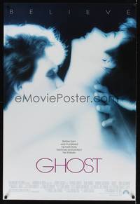 9m233 GHOST 1sh '90 classic Patrick Swayze & Demi Moore romantic close up!