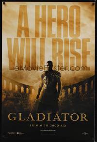 9m240 GLADIATOR int'l teaser DS 1sh '00 Russell Crowe, Joaquin Phoenix, directed by Ridley Scott!